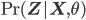 \,\text{Pr}(\mathbf{Z} | \mathbf{X}, \theta)