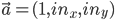 \vec{a} = (1, in_x, in_y)